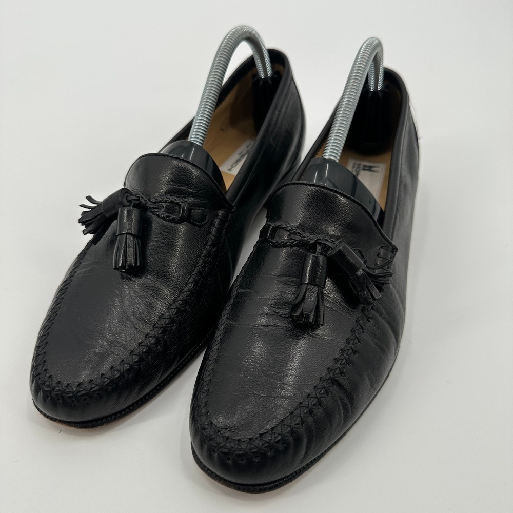 Moreschi Black Leather Tassel‎ Loafers Mens 8.5 Dress Shoes Classic